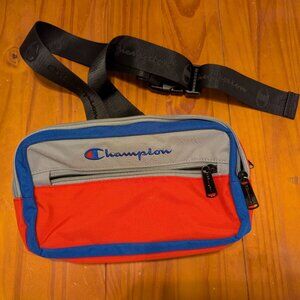 Champion Unisex Body Bag – Red and Grey – Embroidered Logo on Strap